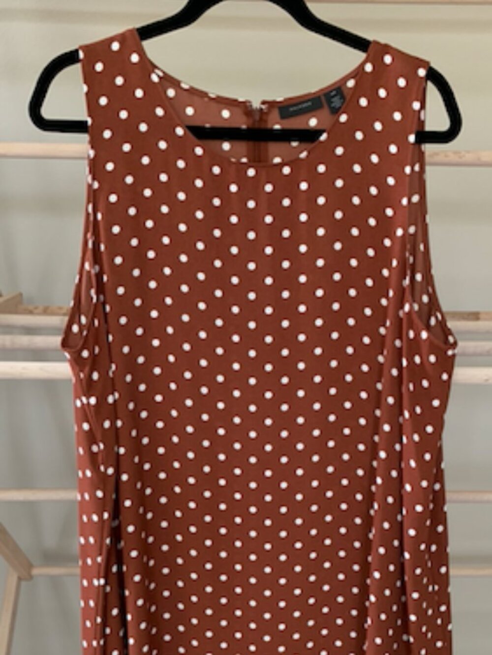 Halogen Women XXL Rust Terracotta Polka Dot Sleeveless A-Line Dress
